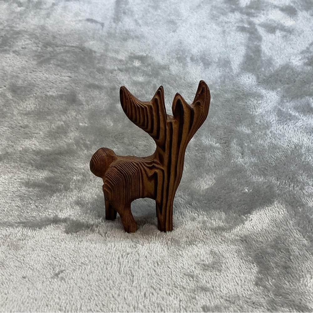 vintage wood grain carved reindeer buck sculpture MCM - Picture 8 of 10